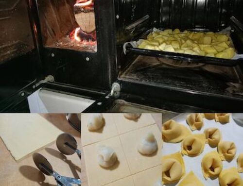 Tortelli di patate cotte nella stufa a legna